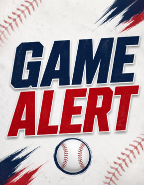 Baseball game alert announcement graphic