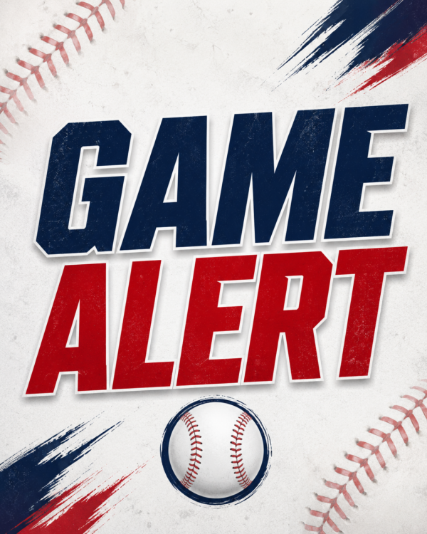 Baseball game alert announcement graphic